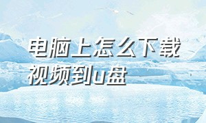 电脑上怎么下载视频到u盘