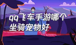 qq飞车手游哪个坐骑宠物好（qq飞车手游平民宠物哪个最好）