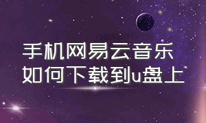 手机网易云音乐如何下载到u盘上（手机网易云音乐如何下载到u盘上播放）