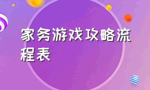 家务游戏攻略流程表