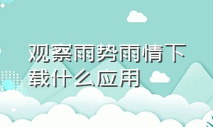 观察雨势雨情下载什么应用（观察雨水）