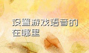 设置游戏语音的在哪里