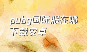 pubg国际服在哪下载安卓