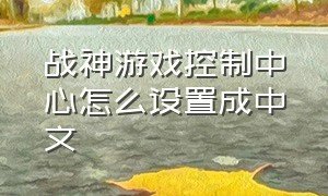 战神游戏控制中心怎么设置成中文