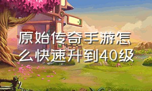 原始传奇手游怎么快速升到40级