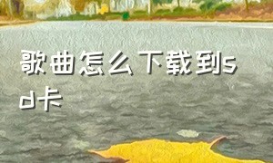 歌曲怎么下载到sd卡（如何将歌曲下载到sd卡中）