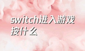 switch进入游戏按什么