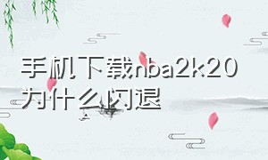 手机下载nba2k20为什么闪退（手机版nba2k20闪退解决方法）