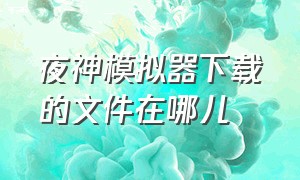 夜神模拟器下载的文件在哪儿