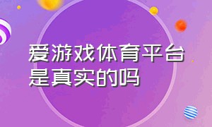 爱游戏体育平台是真实的吗