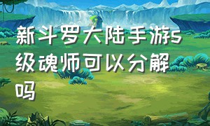 新斗罗大陆手游s级魂师可以分解吗（新斗罗大陆手游魂灵转换券怎么用）