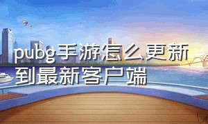 pubg手游怎么更新到最新客户端