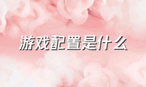 游戏配置是什么