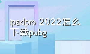 ipadpro 2022怎么下载pubg