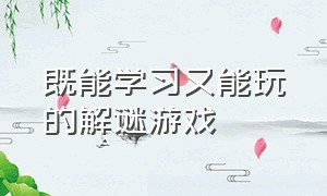 既能学习又能玩的解谜游戏