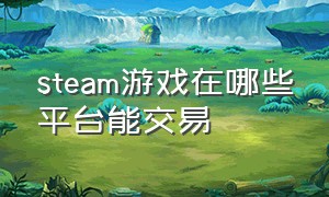 steam游戏在哪些平台能交易