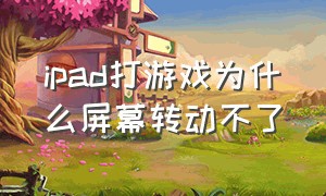 ipad打游戏为什么屏幕转动不了