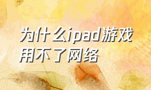 为什么ipad游戏用不了网络