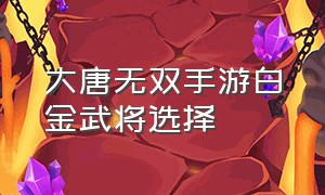 大唐无双手游白金武将选择