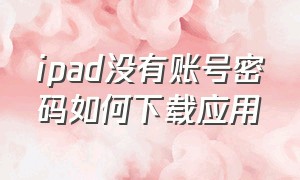 ipad没有账号密码如何下载应用（ipad怎么下载软件不用密码）