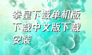 拳皇下载单机版下载中文版下载安装