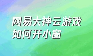 网易大神云游戏如何开小窗