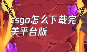 csgo怎么下载完美平台版