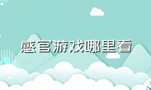 感官游戏哪里看（感官游戏哪个app可以看）