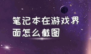 笔记本在游戏界面怎么截图