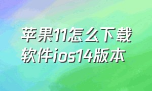 苹果11怎么下载软件ios14版本