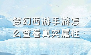 梦幻西游手游怎么查看真实属性