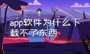 app软件为什么下载不了东西