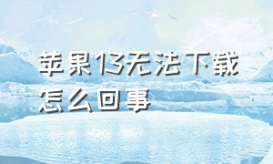 苹果13无法下载怎么回事