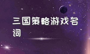 三国策略游戏名词