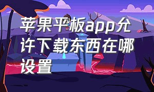 苹果平板app允许下载东西在哪设置