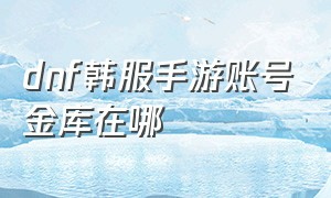 dnf韩服手游账号金库在哪