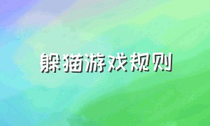 躲猫游戏规则