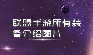 联盟手游所有装备介绍图片