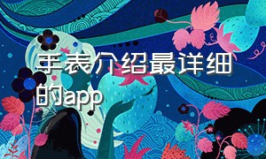 手表介绍最详细的app