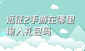 远征2手游在哪里输入礼包码（远征2手游兑换码还能用的）