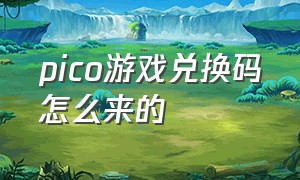 pico游戏兑换码怎么来的