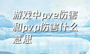 游戏中pve伤害和pvp伤害什么意思