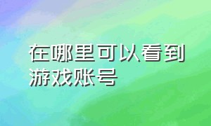 在哪里可以看到游戏账号（在哪里可以看到游戏账号信息）