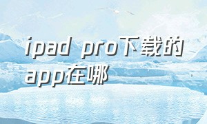 ipad pro下载的app在哪