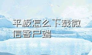 平板怎么下载微信客户端（平板微信下载入口链接）