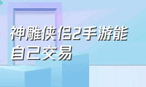 神雕侠侣2手游能自己交易