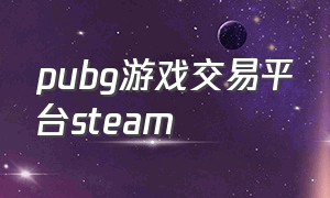 pubg游戏交易平台steam