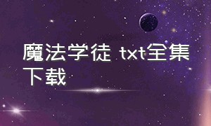 魔法学徒 txt全集下载