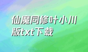 仙魔同修叶小川版txt下载（仙魔同修叶小川txt全文下载）