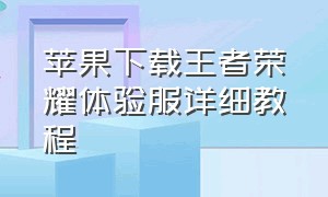 苹果下载王者荣耀体验服详细教程